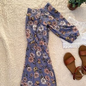 Three Pink Hearts Floral Off-the-Shoulder Dress